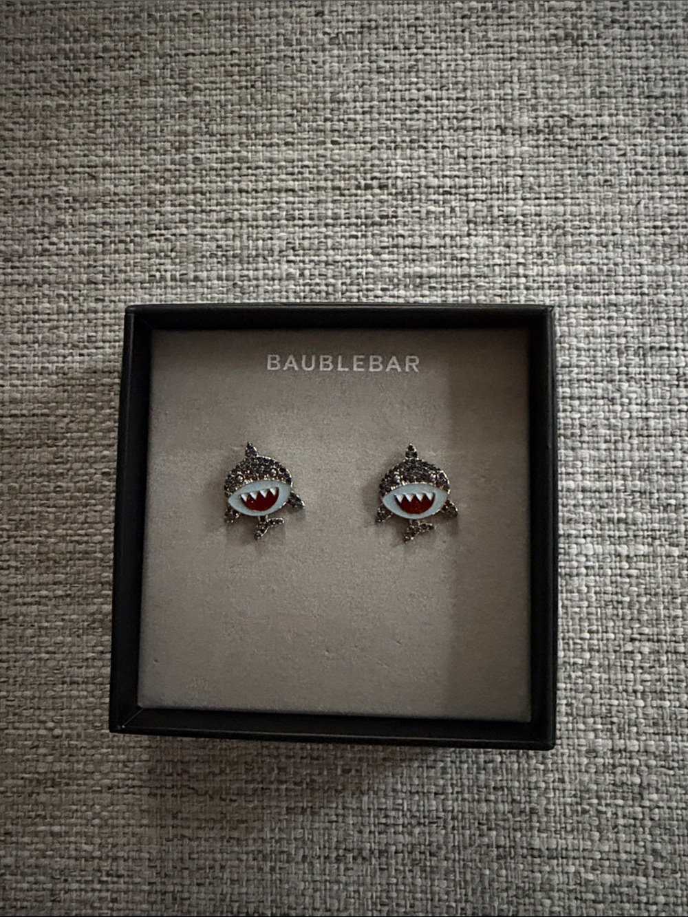 BaubleBar Silver Shark Earrings